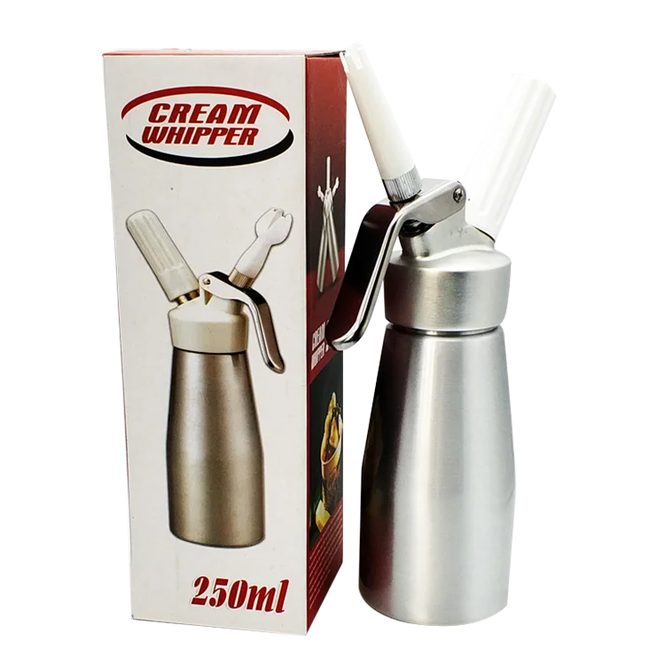 

Reliable and Cheap 250ml aluminium whipped cream dispenser with 3 nozzles, Original