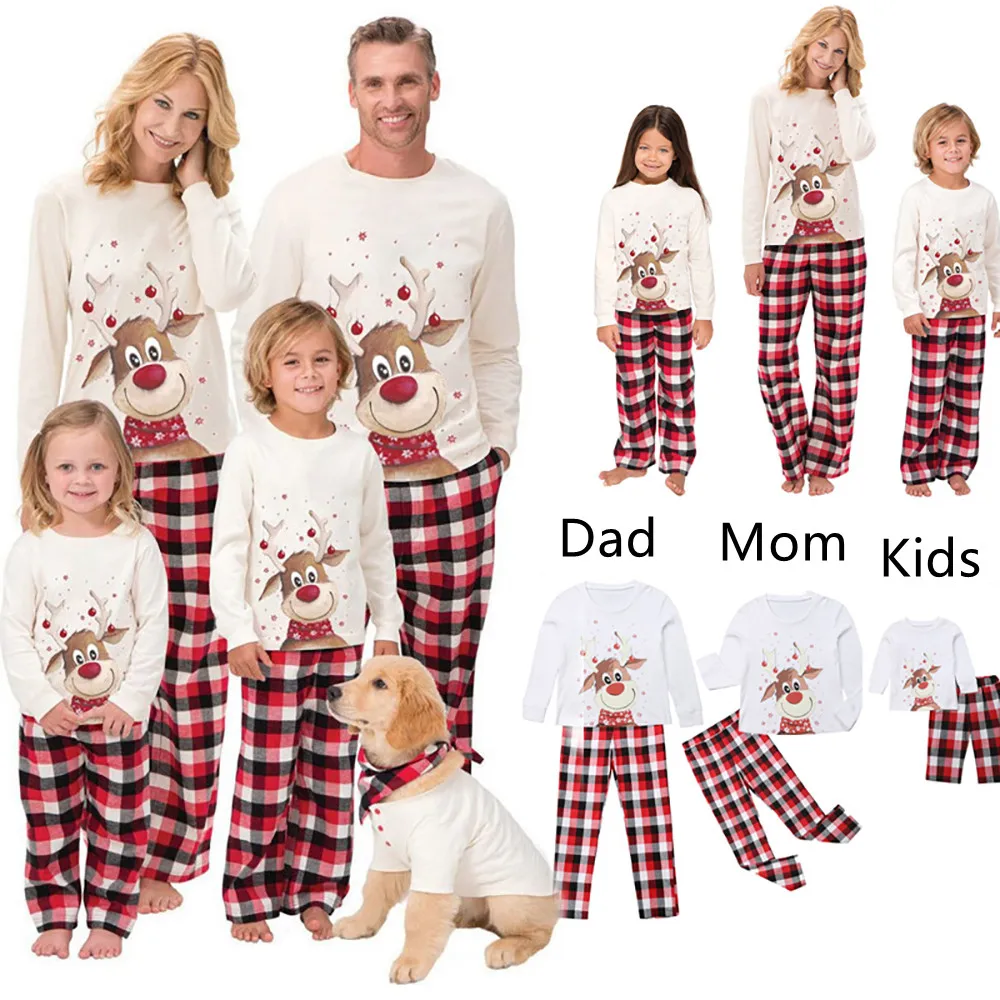 

2021 Custom Print Xmas Winter Warm Soft Pants Pyjamas Blank Cotton Pajamas Set Matching Christmas Pajamas for Family, Picture shows