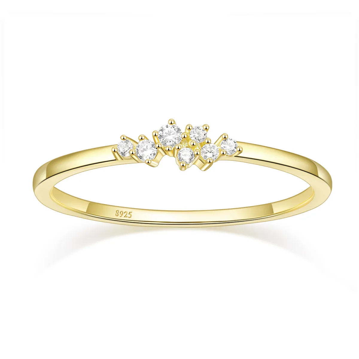 OAHLAN 1.5mm 925 Sterling Silver Dainty Stackable Ring 14K Gold Plated CZ Women Engagement Wedding Band Fashion Jewelry Size4-12