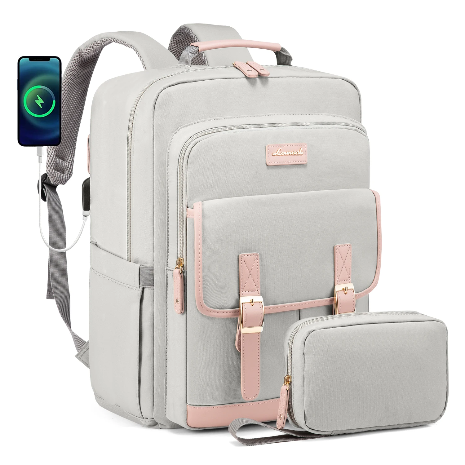 

LOVEVOOK 15.6 Inch Work Backpack Bag with USB Port Business Travel Computer School Bookbag Laptop Backpacks Purse for Women Men