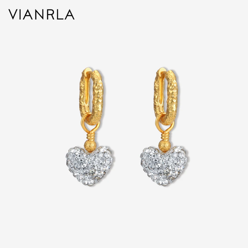 VIANRLA heart huggie earrings 925 sterling silver zircon dangling huggie earrings