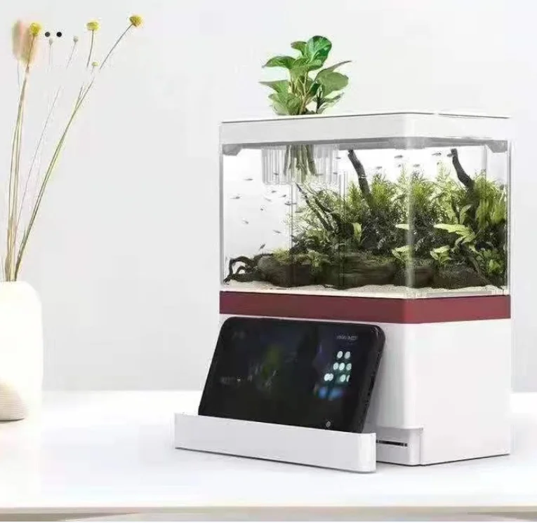 

Acrylic Desktop Aquarium Mini Fish Tank with Current flow balance LED Lamp Light