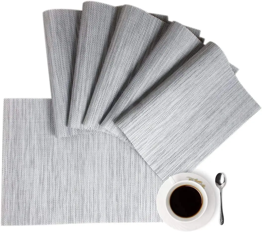 

Placemats for Dining Table Gray Table Mats Set of 6 Easy to Clean Wipeable Washable Modern Outdoor Placemats for Dining Kitchen, Grey