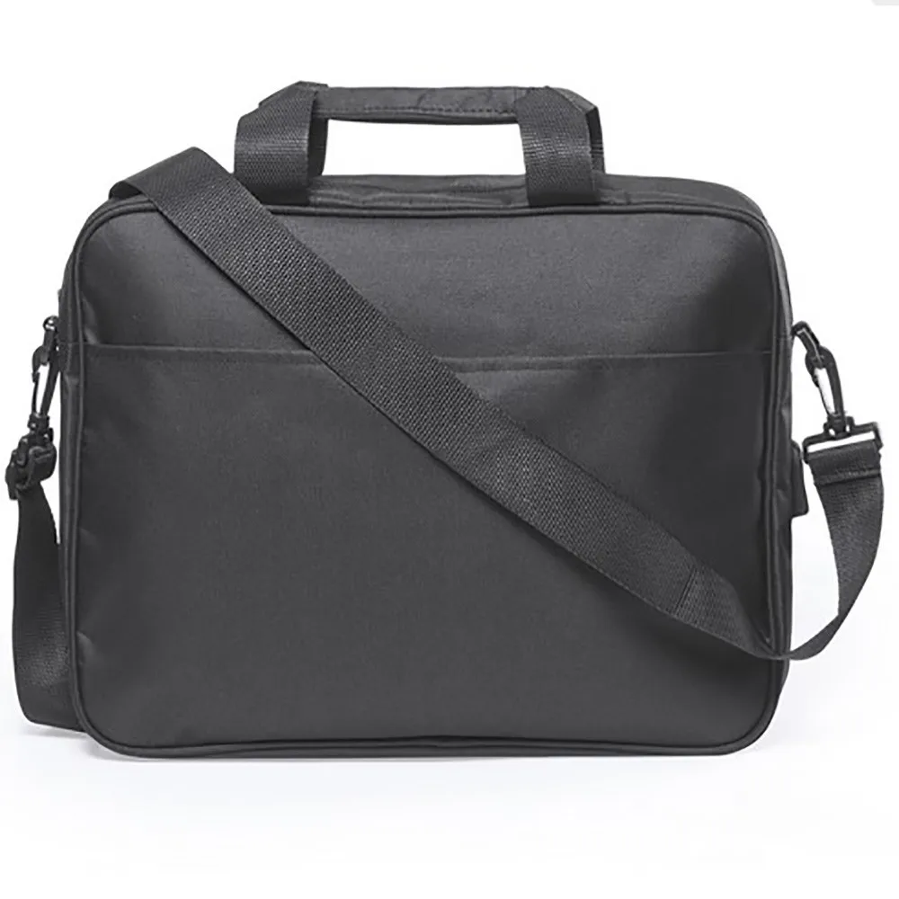 

15 inch Polyester business cases messenger tote laptop bag Zipper Closure Document Briefcase, Black