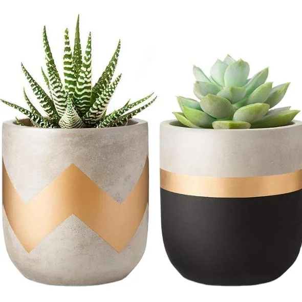 

4-Inch Cement Succulent Planter Modern Flower Pots Mini Planter Indoor for Cactus Herb or Small Plants, Picture show & customized