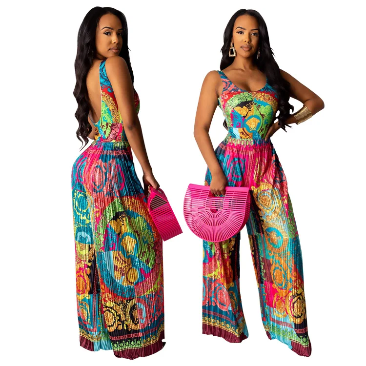 

Summer jumpsuit female colorful print jumpsuit one piece jumpsuits for women