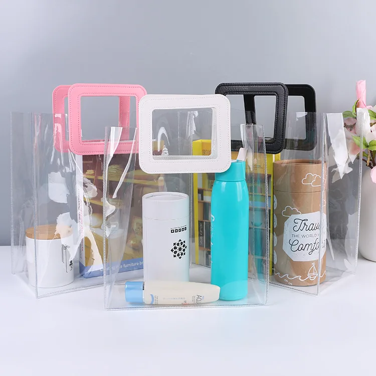 

Multifunctional transparent gift bag wedding gift large capacity cosmetics PVC bag bridesmaid handbag, Customized