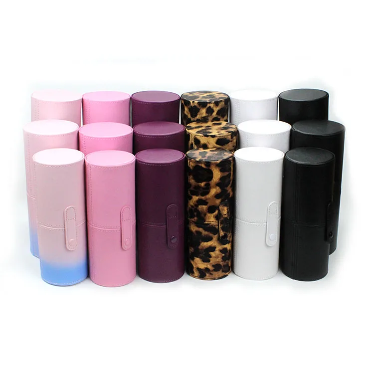 

PU Leather Holder Makeup Brush Travel Case Makeup Brush Roll Bag Bucket Rolling cosmetic case