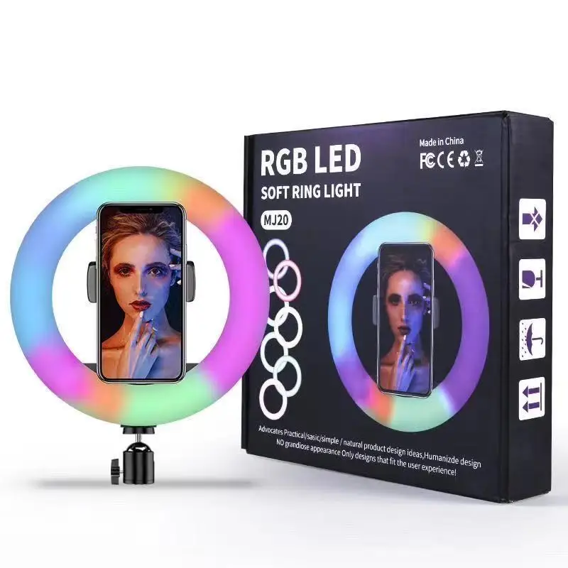 

Hot Selling Tik Tok Dimmable Photographic Lighting MJ20 MJ26 MJ33 Selfie RGB LED Ring Light