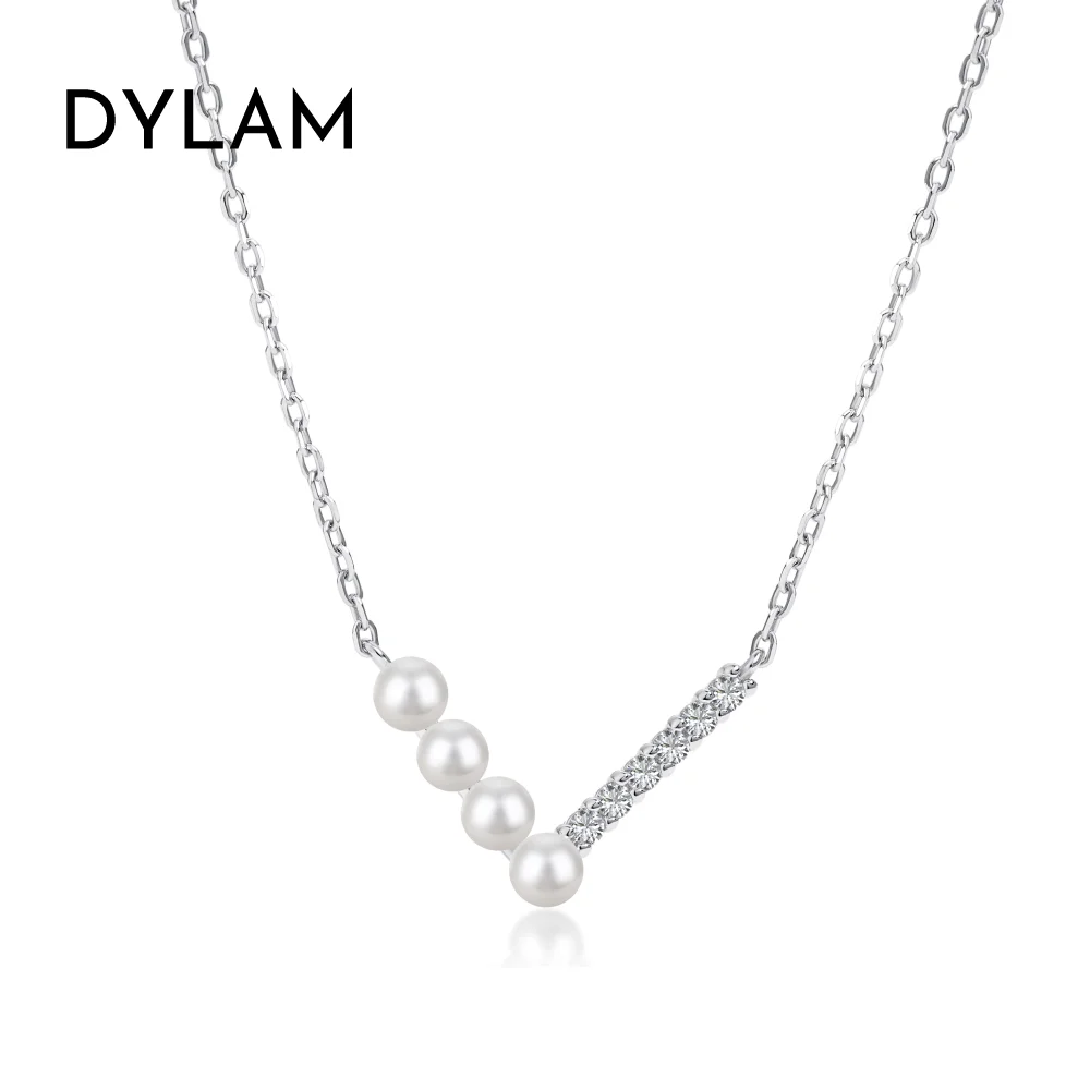 

Dylam High End 925 Sterling Silver Women Fine Jewelry V Shape Shell Pearl Elegant Minimalist Design Pendant Necklace