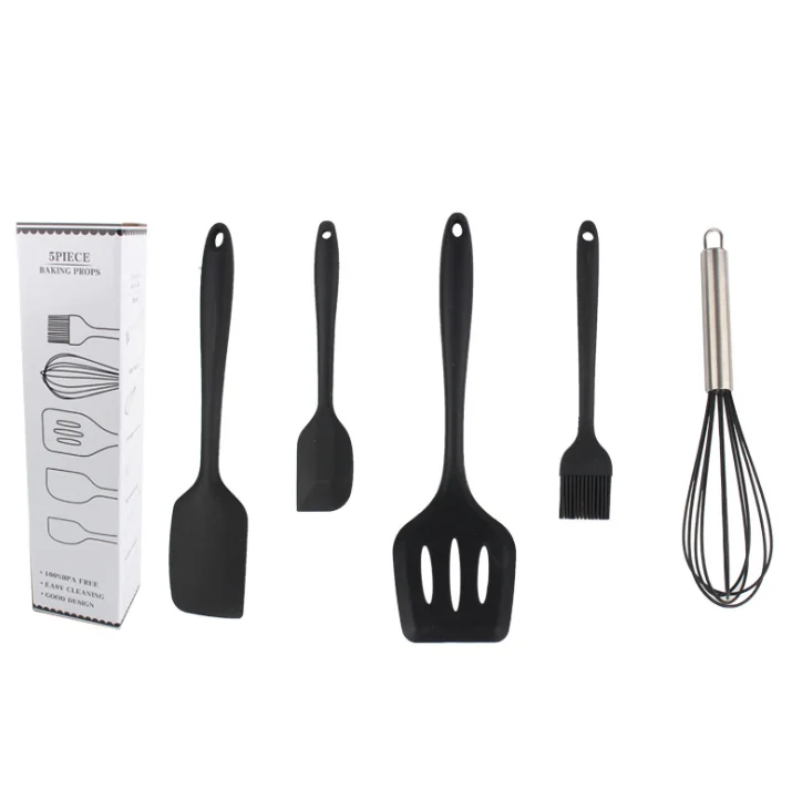 

Amazon same BPA free biodegradable silicon house hold products utensil set 5 pieces for kitchen