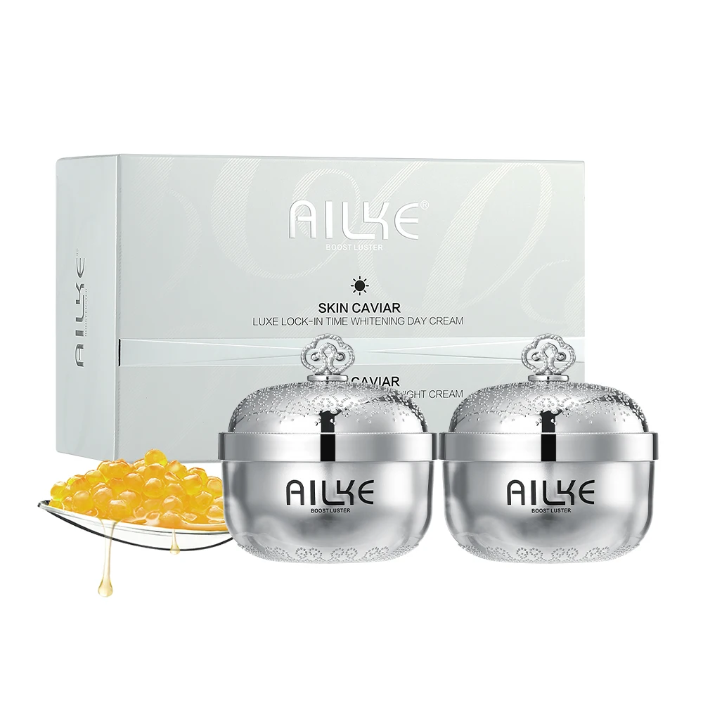 

AILKE Skin Caviar Luxe Squalene Vitamin C Lock-In Time Anti-Aging Whitening Face Cream, Day cream:white/night cream:yellow