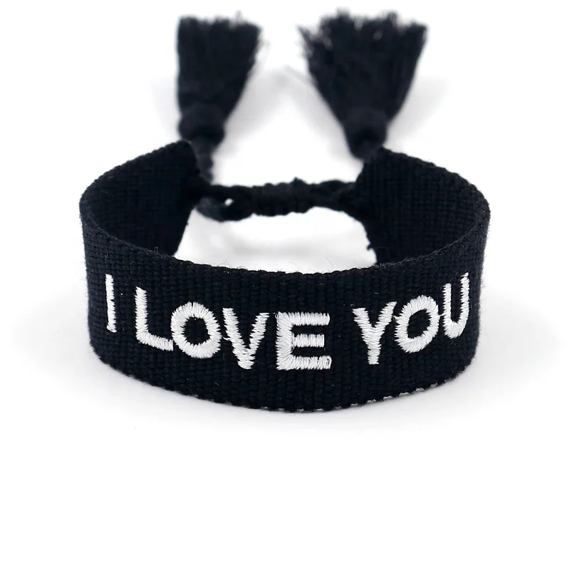 

Personalized Letter Bracelet I LOVE YOU Embroidered Wrist Rope Creative Simple Tassel Fashion Small Jewelry, As picture