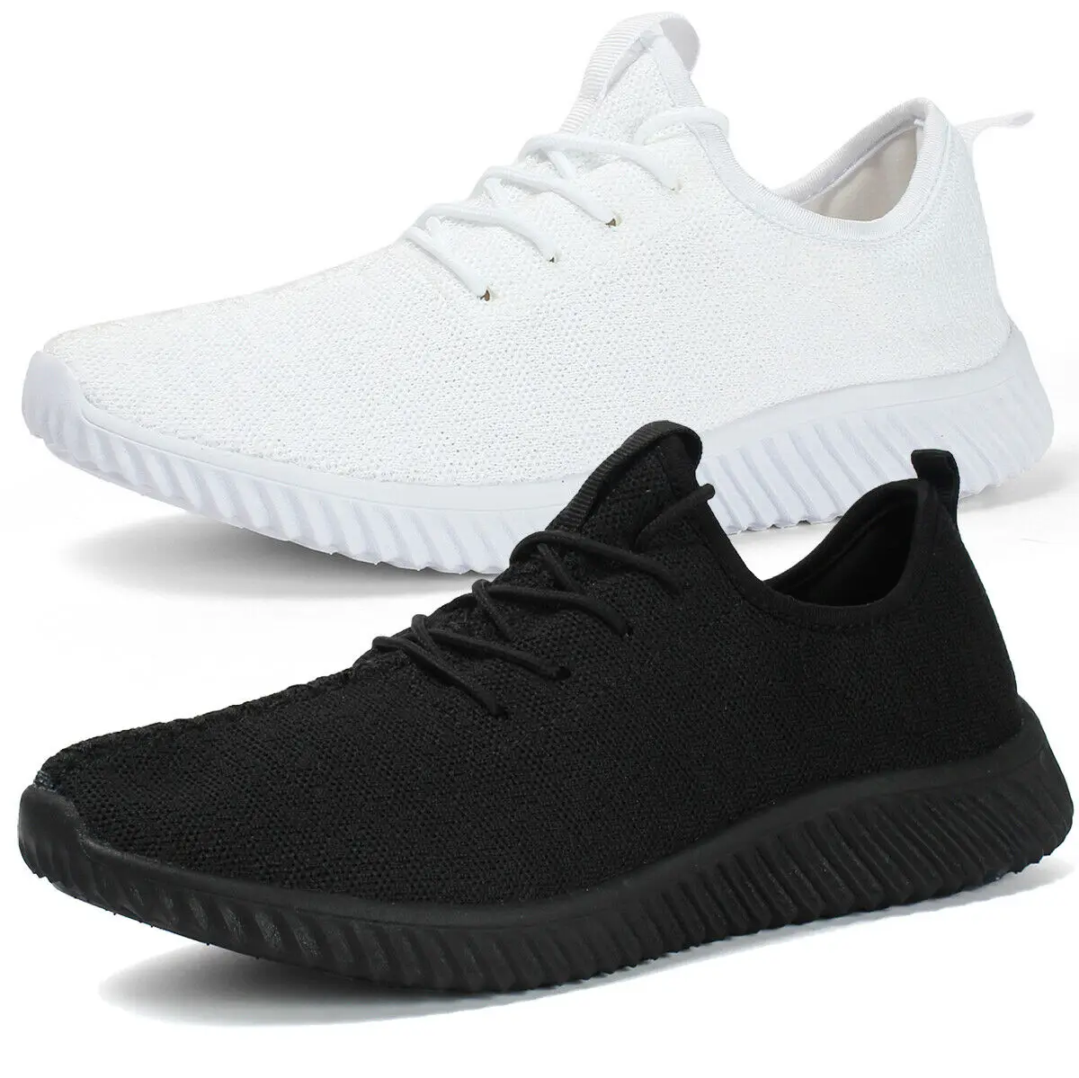 

New Ultra-Lightweight Female Sneakers Running Athletic Fly-knit Tennis Sport Walking Shoes Gym Trainers Women Casual Shoes, Black/white