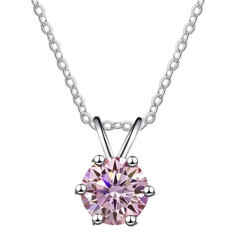 925 Sterling Silver Mosan Premium Pendant Necklace Classic Style Moissanite Gold Silver Wedding Party Engagement Anniversary