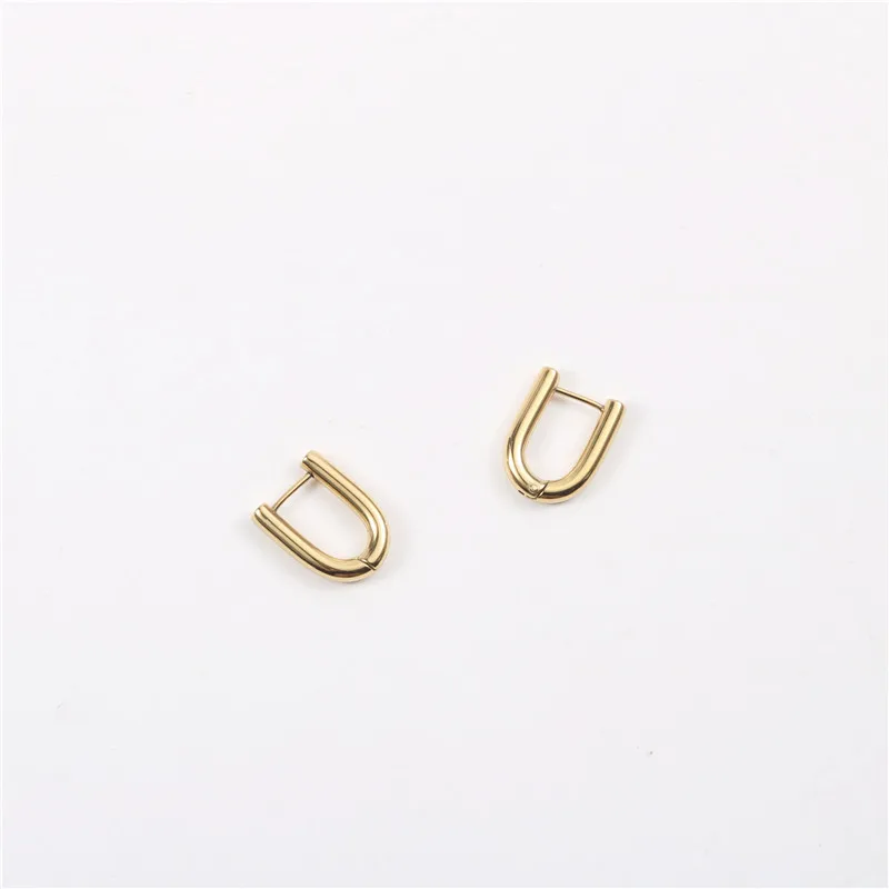 

French Simple Gold Plating Titanium Steel U Shape Earring For Women Men