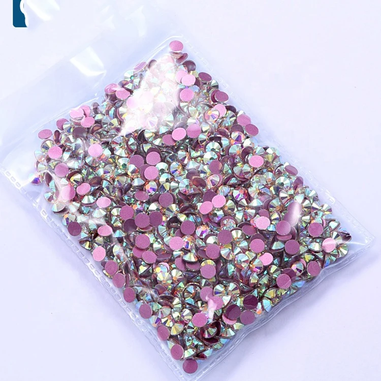 

Large Package Size Rose Golden Base Crystal AB Colors Non Hotfix Glass Rhinestones Flatback Rhinestone In Bulk For Nail Art