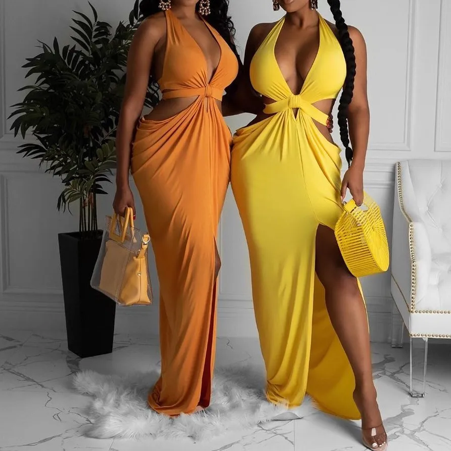 

CA1384B Sell well 2021 women clothing maxi dresses backless women european night club dresses summer dress casual, Picture shown