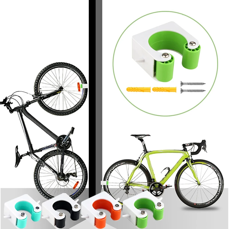 

2020 New Small Hanger Bike Wall Mount Hook Portable Bracket Rear Hitch Bicycle Buckle Stand Vertical Bike Parking Rack, Black, red,green,blue