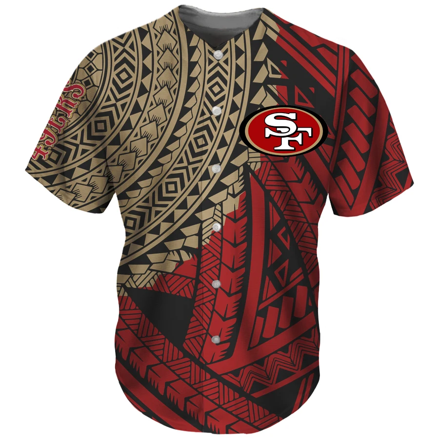 

2021 New Arrivals Fashion Baseball Uniform Polynesian Tribal Designs Clothing Custom NFL Team Knit Breathable Baseball Jersey, Customized color
