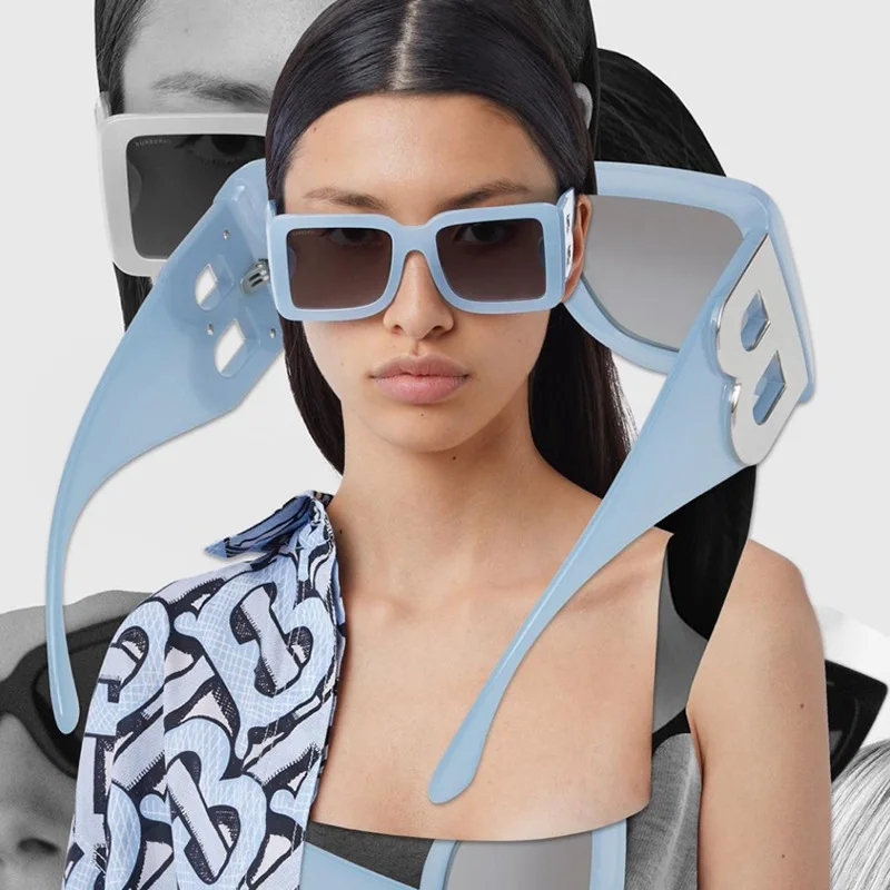 

Ins Hot Sale Brand Design Hot Selling B Logo Wide Leg Spectacles Men Sun Glasses Oversized Square Sunglasses Men Shades