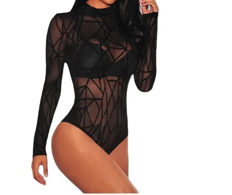 

Autumn Women New Arrivals O Neck Geometry Print Ladies Bodysuit