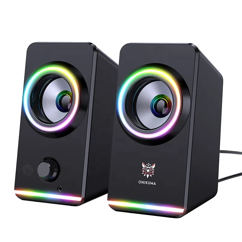 

ONIKUMA X6 Touch Control Light Stereo Computer Speaker Surround Sound Bass RGB Gaming Speaker, Black