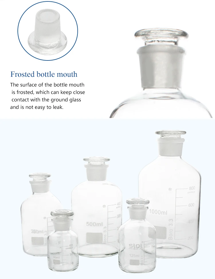 Scale small mouth reagent bottle reagent glass bottle 500ml 1000ml lab reagent bottle