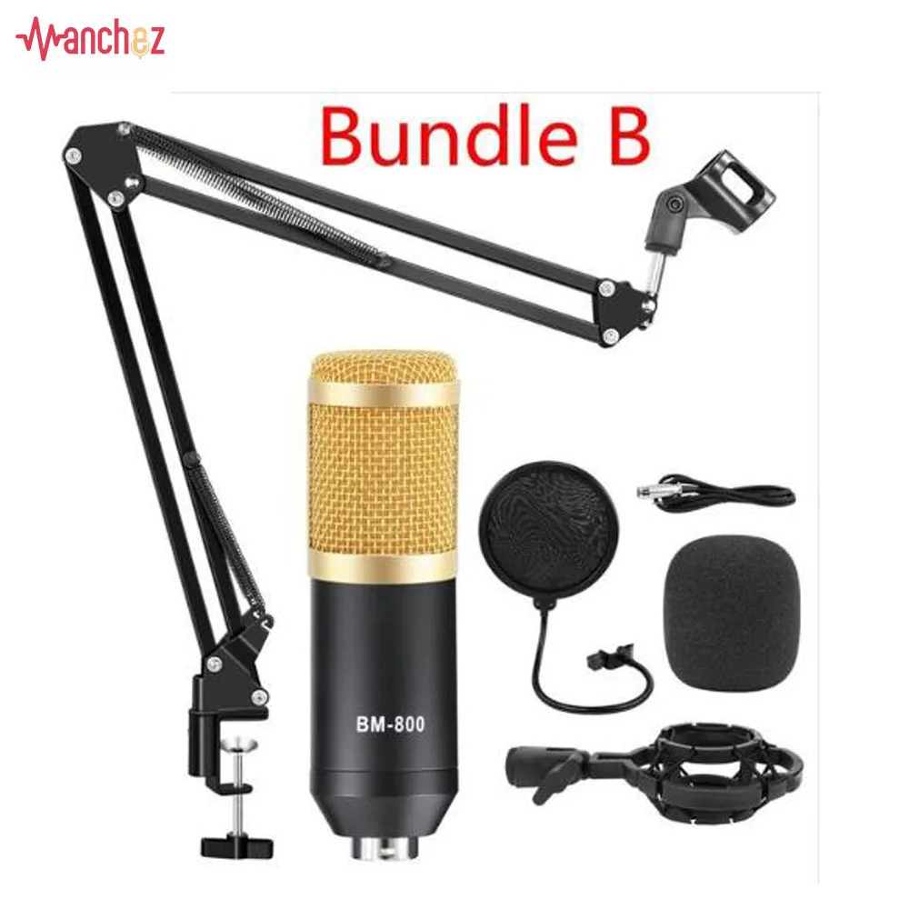 

Factory wholesale 3.5MM condenser microphone for recording, professional recording studio BM800 condenser microphone, Black