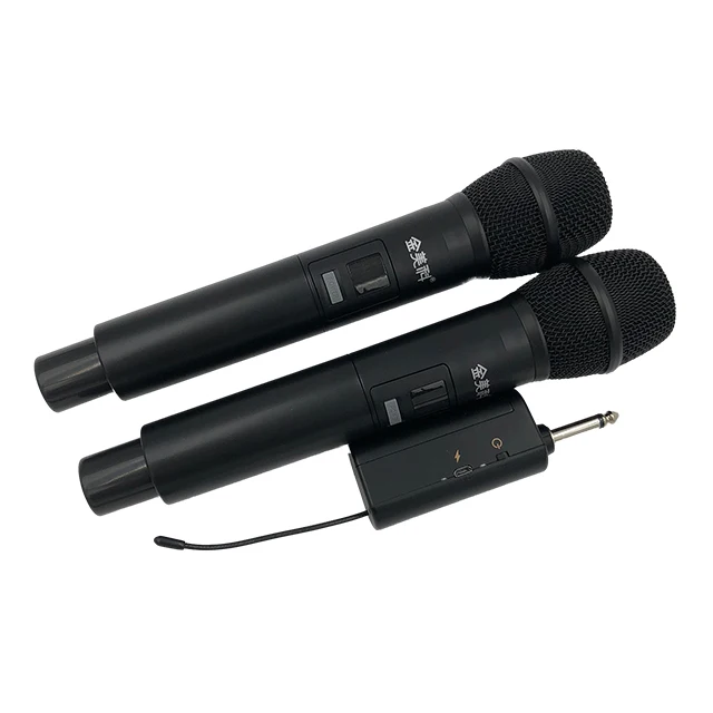 

Professional Noise Cancelling Speaker Wireless Handheld Karaoke Studio Microphone, Golden