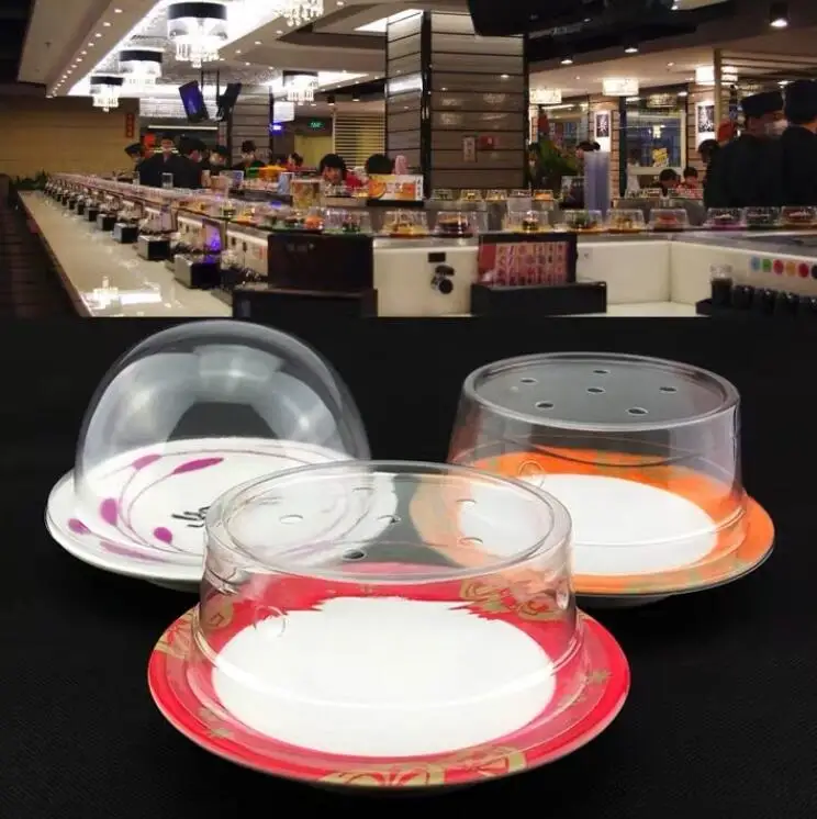 

Plastic Lid For Sushi Dish Kitchen Tool Buffet Conveyor Belt Reusable Transparent Cake Plate Food Cover Restaurant Accessories