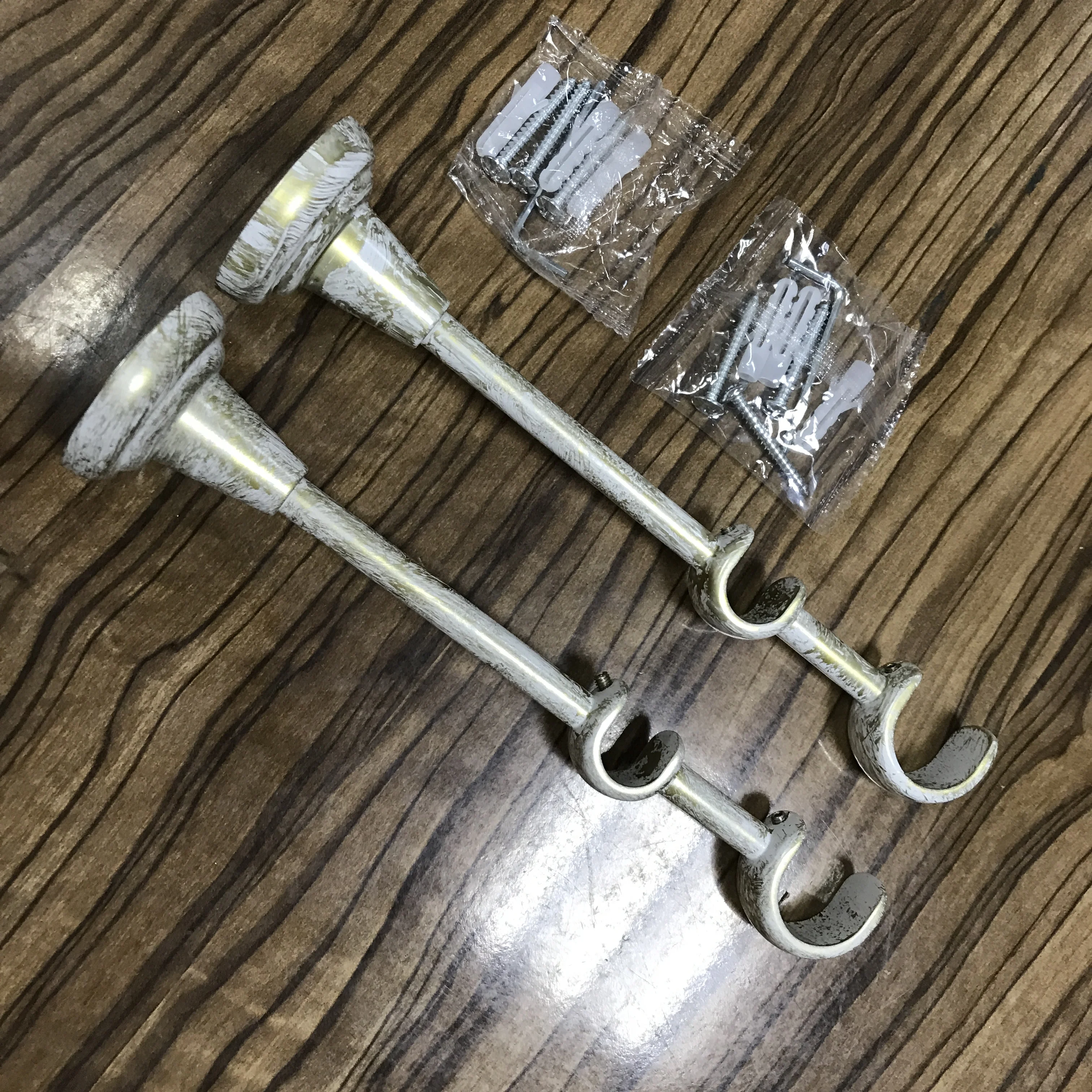 

25/16 Double Bracket Aluminum Casting for Iron Curtain Rods/Poles High Quality Powder Coating White Brushed Bronze, White + bronze