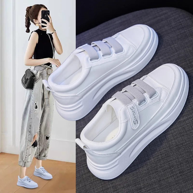 

Women thick sole 3 color White shoes and sneakers SH01, Yellow,green,black,pink