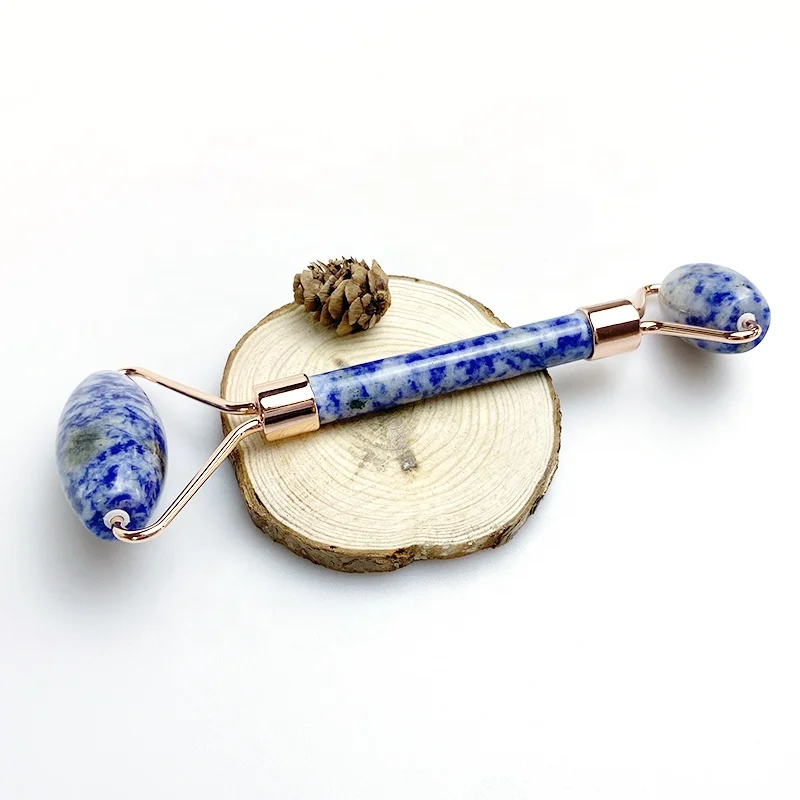 

In stock! Original blue jade roller with box facial massage jade roller real