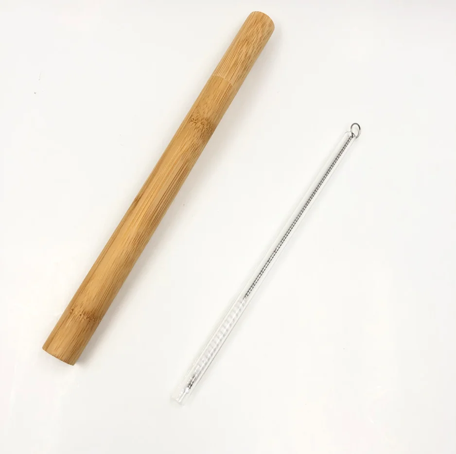 Leatchliving Clear Pyrex Straw packed in wood straw case