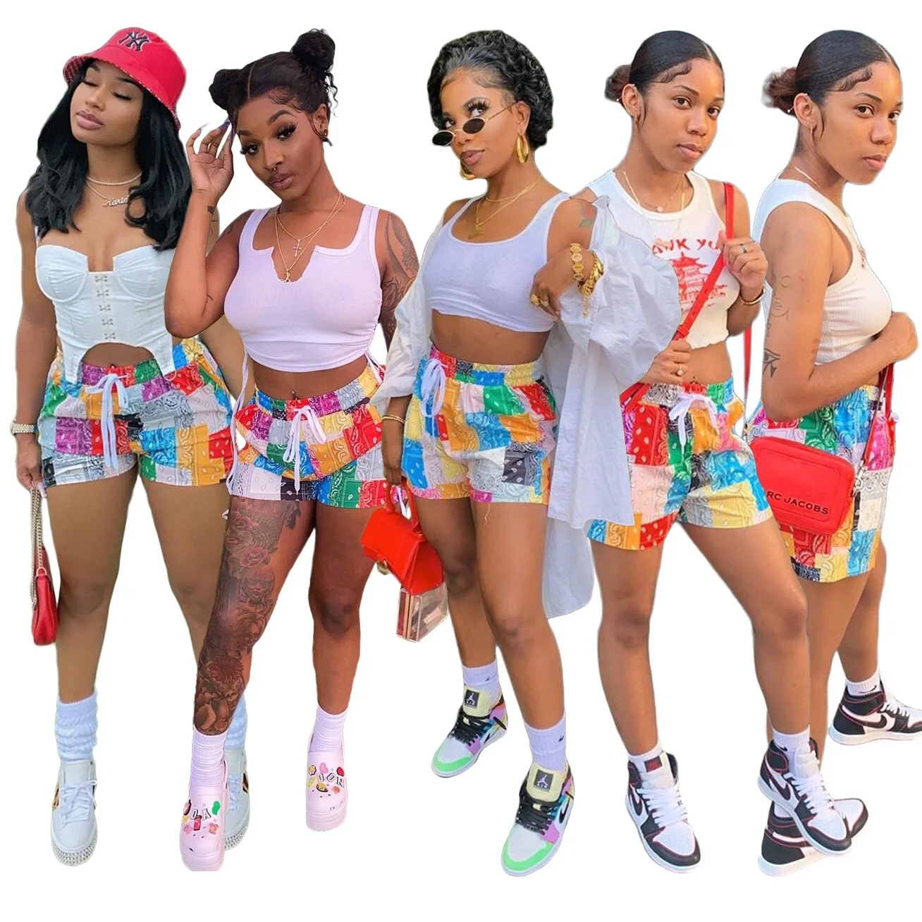 

hot selling 3XL plus size Home Beach Summer Patchwork Lace Paisley Sweat Shorts for Women, Picture