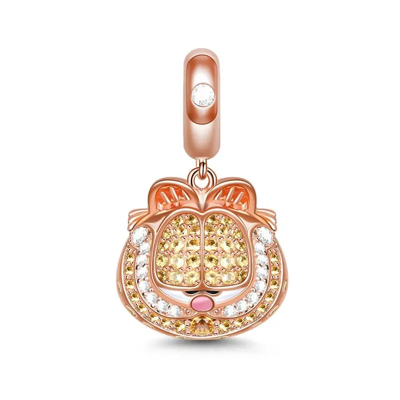 

Garfield Cat Charms Pendant Gold Plated Sterling Silver Dangle Charms