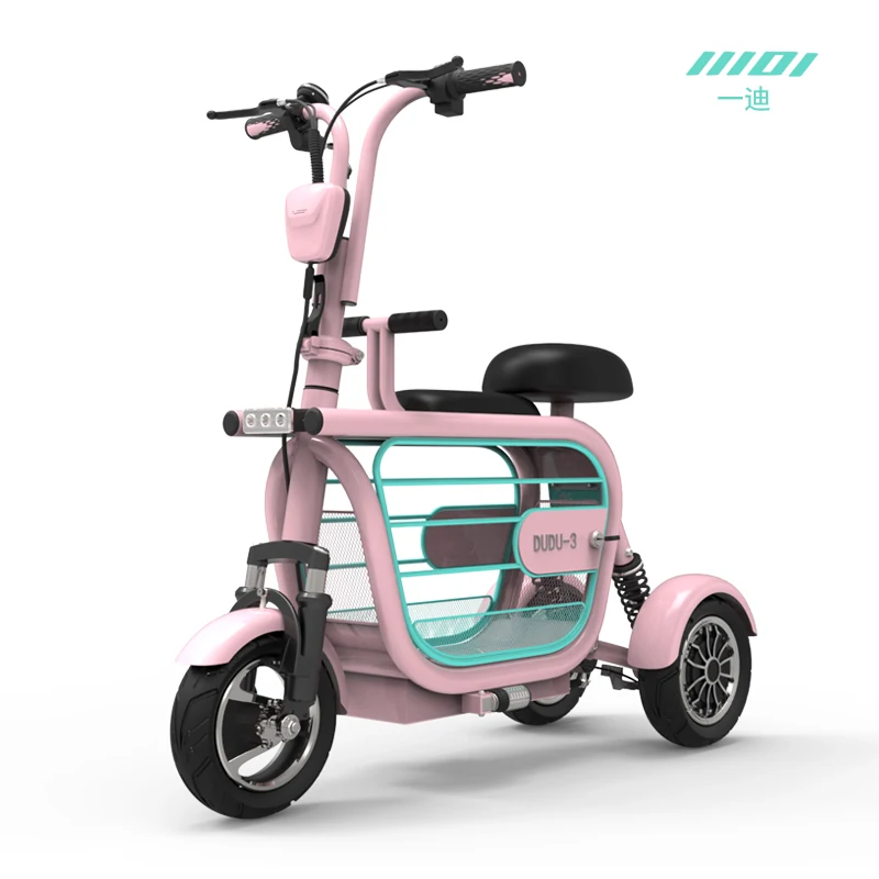 

400w 10A 3 wheel electric bike bicycle/ tricycle for adult, White/pink