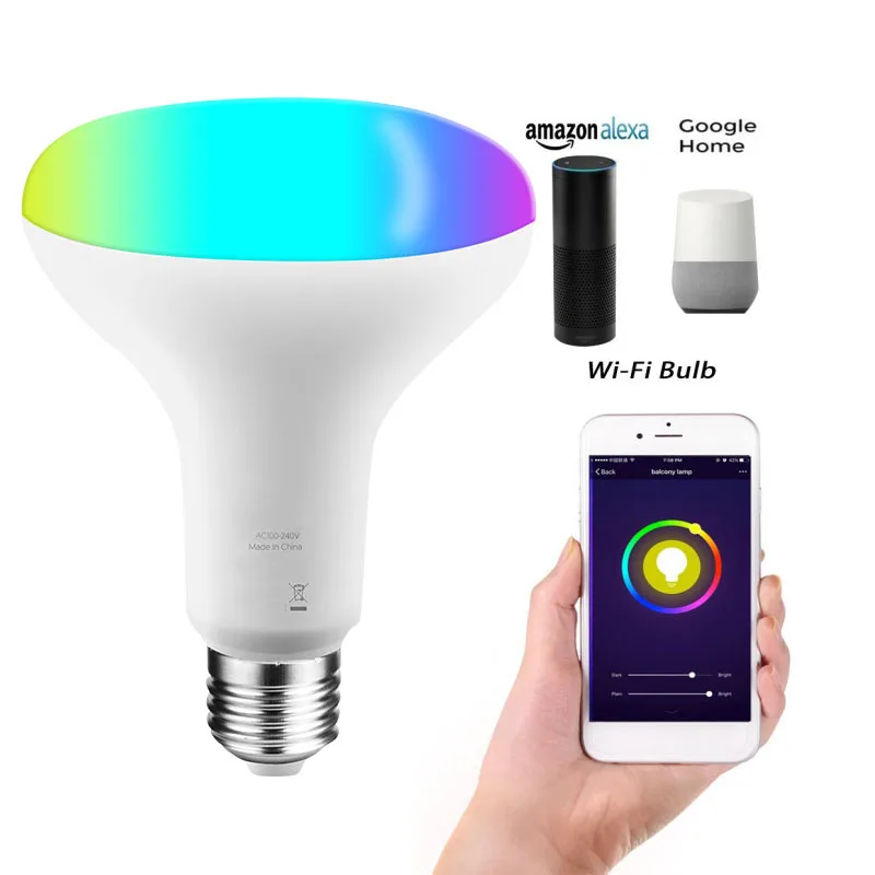 Smart LED Bulbs Multicolored WIFI LED Lights BR30 Dimmable Recessed Light Bulbs 75W-80W Equivalent Flood Light APP Control