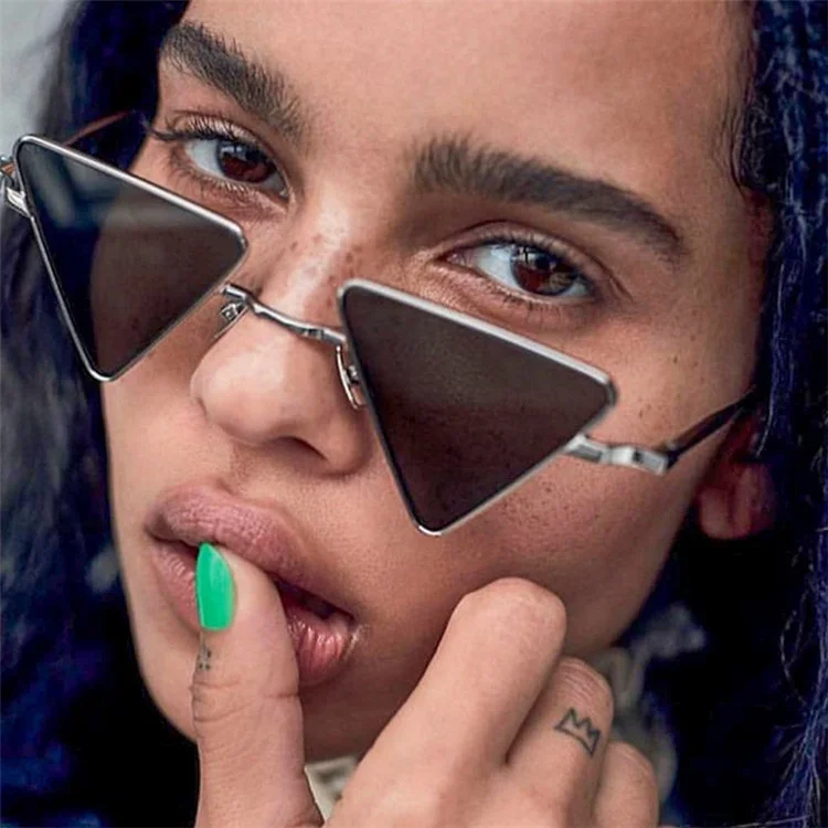 

2021Wholesale Retro Rock Men Shades Hip Hop Oval Glasses Metal Frame Polygon Triangle Sunglasses