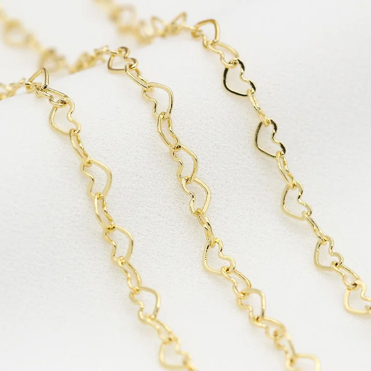 

Wholesale Necklace Chain Roll 14K Gold Plated Heart shape Link Chain Roll Jewelry Making