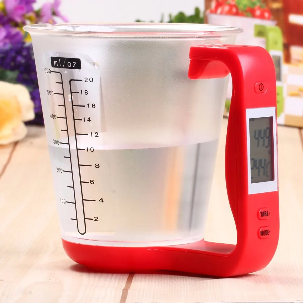 

1kg Digital Kitchen Scale Food weighing Measuring Cup Scale for weight and temperature measuring, Green, red, black