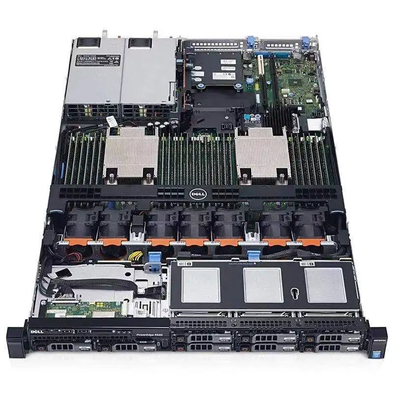 new 1u dell r640 xeon 2x4214r 3.5ghz processor 6x16g ram 4x2t ssd dell server r640