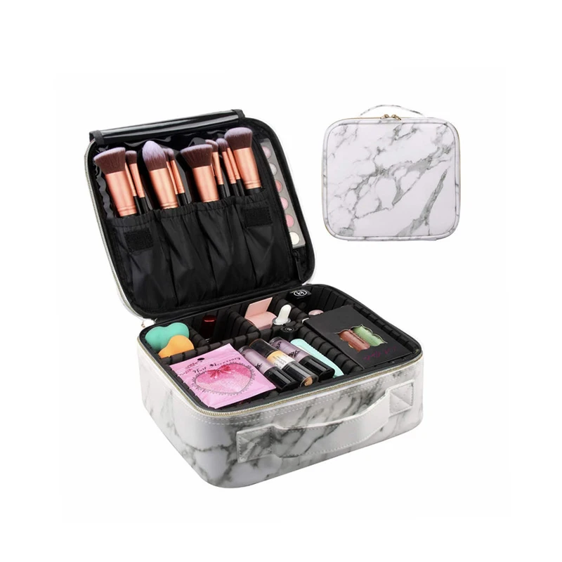 

Factory Wholesale Large Capacity Personalized Large Makeup Bag Organizer Cosmetic Travel Marble Makeup Bag