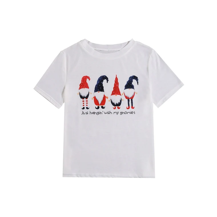 

Cotton short sleeve wholesale Santa Claus classic fashion Christmas T-shirt for woman, White