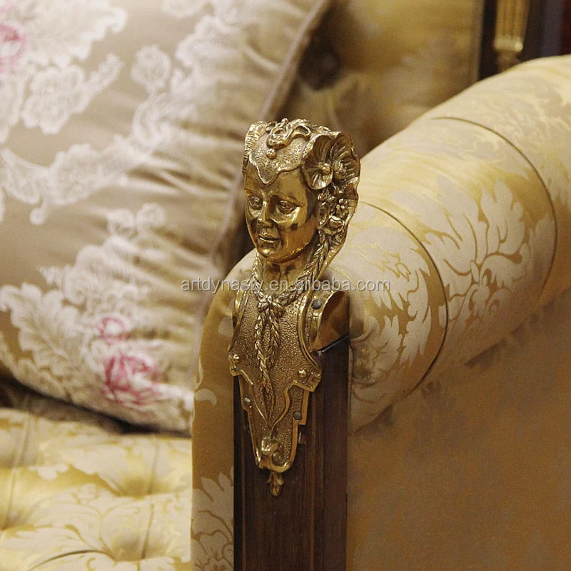 French Luxury home furniture Italian royal style wooden antique sofa set sectional sofa for hotel lobby villa  Living room