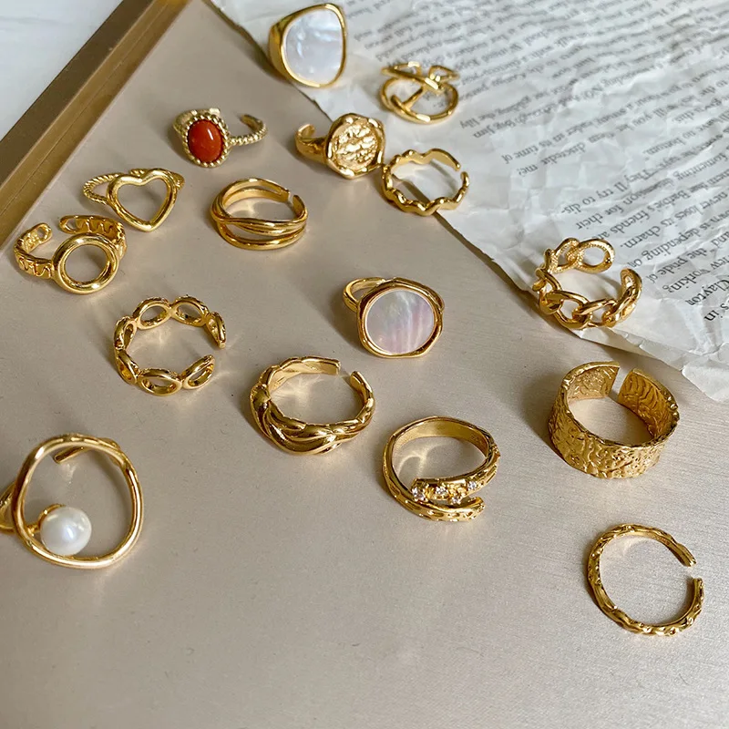 

40 STYLES Simple ins tide irregular ring European and American fashion geometric temperament open ring female