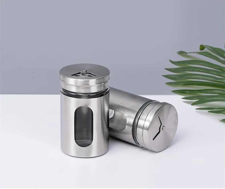 

In Stock Stainless Steel Spice Jar Seasoning Salt Pepper Shaker Spice Container, Silvery white