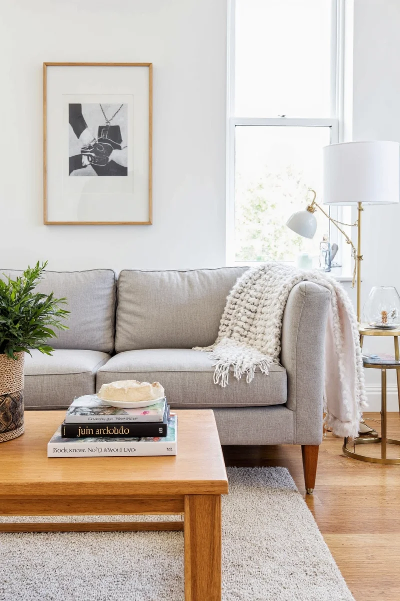 Cushions with removable covers on a modern sofa