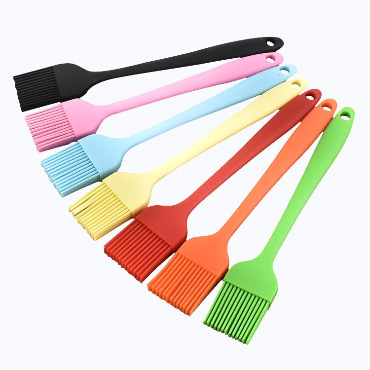 

Hot Seling Kitchen Supplies Basting Oil Cooking Brush Food Grade Silicone BBQ Brush, Red,orange,yellow,green,blue,pink,black